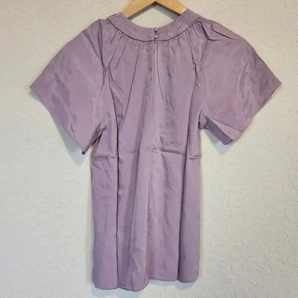 Universal Standard Eros Shirred Neck Top Short Sleeve Blouse Elderberry Size 0 - Picture 2 of 11